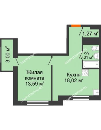 1 комнатная квартира 39,23 м² в ЖК Москва Град, дом № 60/2