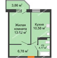 1 комнатная квартира 36,31 м² в ЖК Свобода, дом №2 - планировка