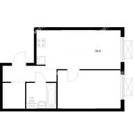 1 комнатная квартира 39,8 м² в ЖК Савин парк, дом корпус 8 - планировка