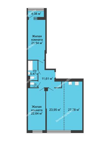3 комнатная квартира 116,1 м² - ЖК Бристоль