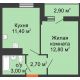 1 комнатная квартира 31,3 м² в ЖК Грани, дом Литер 2 - планировка