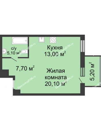 1 комнатная квартира 48,2 м² - ЖК Нахичевань