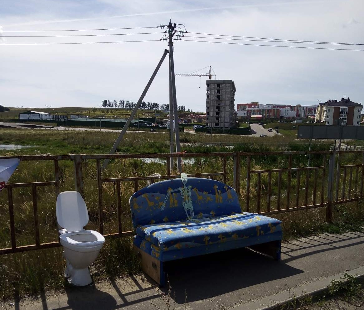 Унитаз и диван со скелетом появился рядом с нижегородским ЖК «Новинки Smart City» - фото 1