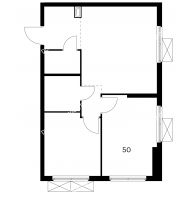 2 комнатная квартира 50 м² в ЖК Савин парк, дом корпус 3 - планировка
