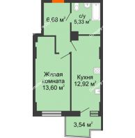 1 комнатная квартира 39,88 м² в ЖК Сердце Ростова 2, дом Литер 8 - планировка