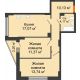 2 комнатная квартира 57,58 м² в ЖК Рубин, дом Литер 2 - планировка