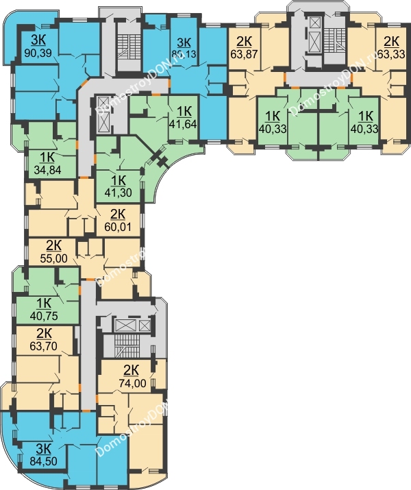 Планировка 12 этажа в доме Литер 17 в Микрорайон Красный Аксай