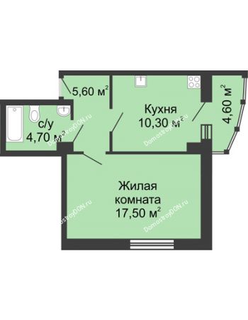 1 комнатная квартира 42,7 м² в ЖК Мега, дом № 2