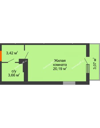 Студия 28,13 м² в ЖК Семейный парк, дом Литер 2