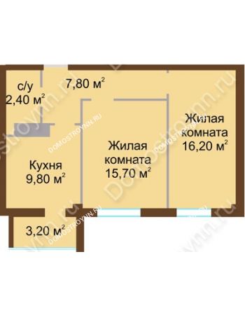 2 комнатная квартира 53,5 м² - ЖК Северный Дворик