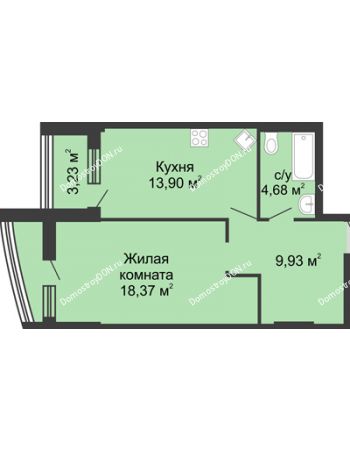 1 комнатная квартира 56,95 м² - ЖК Адмирал