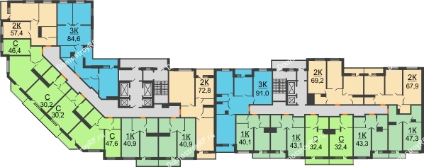 Планировка 3 этажа в доме 1 очередь в ЖК Солнечный сквер