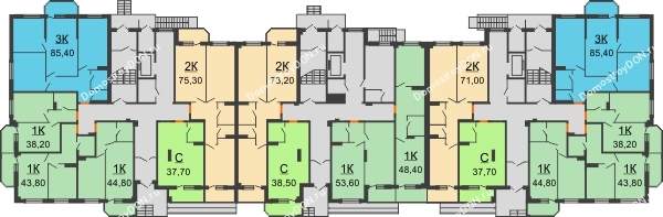 Планировка 1 этажа в доме № 32 в ЖК Три Сквера (3 Сквера)