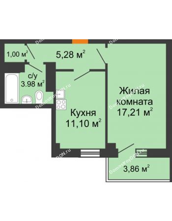 1 комнатная квартира 39,73 м² в ЖК Сокол на Оганова, дом Литер 6
