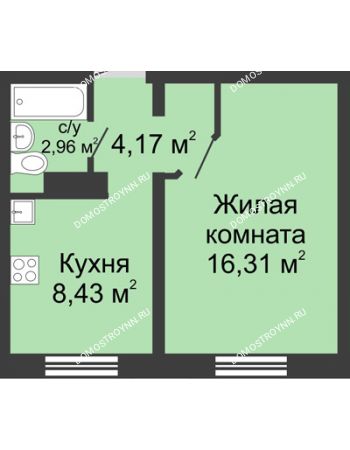 1 комнатная квартира 31,87 м² в ЖК Бурнаковский, дом № 39