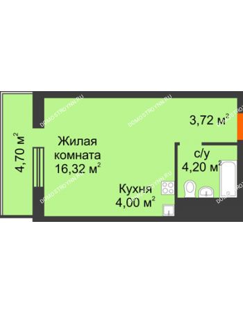 Студия 30,59 м² в ЖК Циолковский, дом № 2