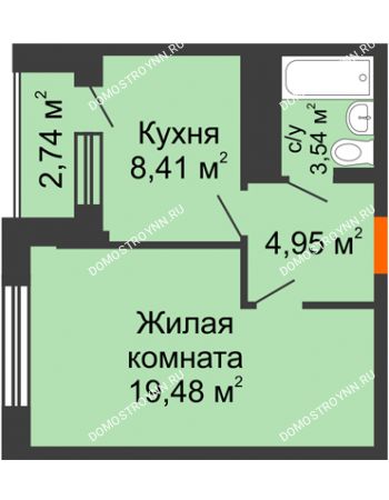 1 комнатная квартира 37,76 м² - ЖД Весна