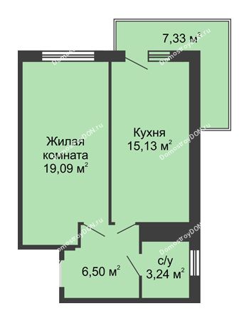 1 комнатная квартира 46,16 м² в ЖК Центральный, дом Литер 1