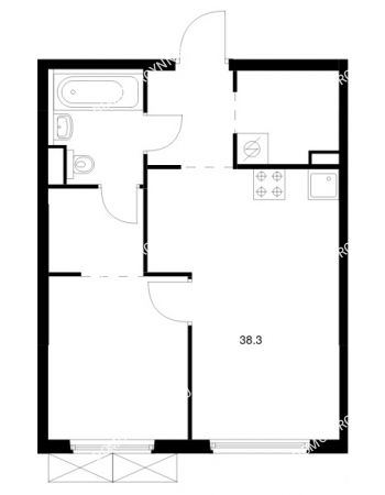 1 комнатная квартира 38,3 м² в ЖК Савин парк, дом корпус 10
