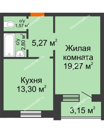 1 комнатная квартира 42,21 м² в ЖК На Гнаровской, дом № 12 корпус 9