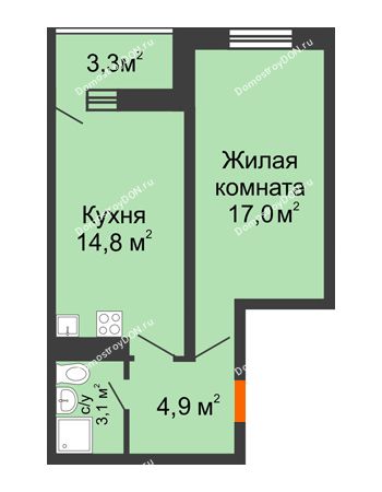 1 комнатная квартира 41,8 м² в ЖК Звезда Столицы, дом Литер 4