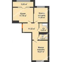 2 комнатная квартира 68,2 м², ЖК Сердце - планировка